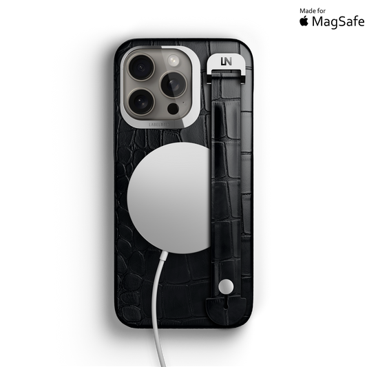 Iphone 15 Pro Black Alligator Removable Strap Case | Magsafe