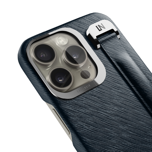 Iphone 15 Pro Navy Blue Saffiano Removable Strap Case | Magsafe