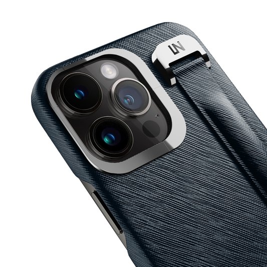 Iphone 14 Pro Navy Blue Saffiano Removable Strap Case | Magsafe