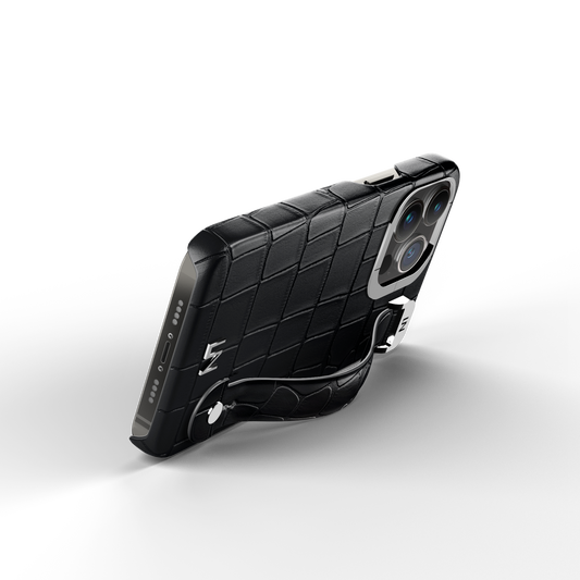 Iphone 14 Pro Black Alligator Removable Strap Case | Magsafe