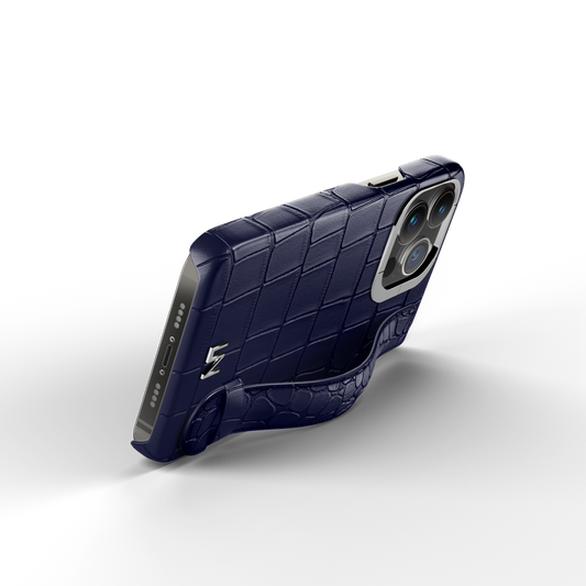 Iphone 14 Pro Navy Blue Alligator Strap Case | Magsafe