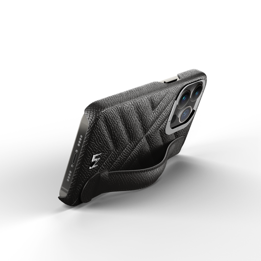 Iphone 14 Pro Black Quilted Strap Case