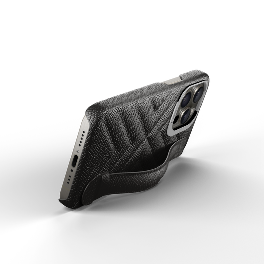 Iphone 15 Pro Black Quilted Strap Case