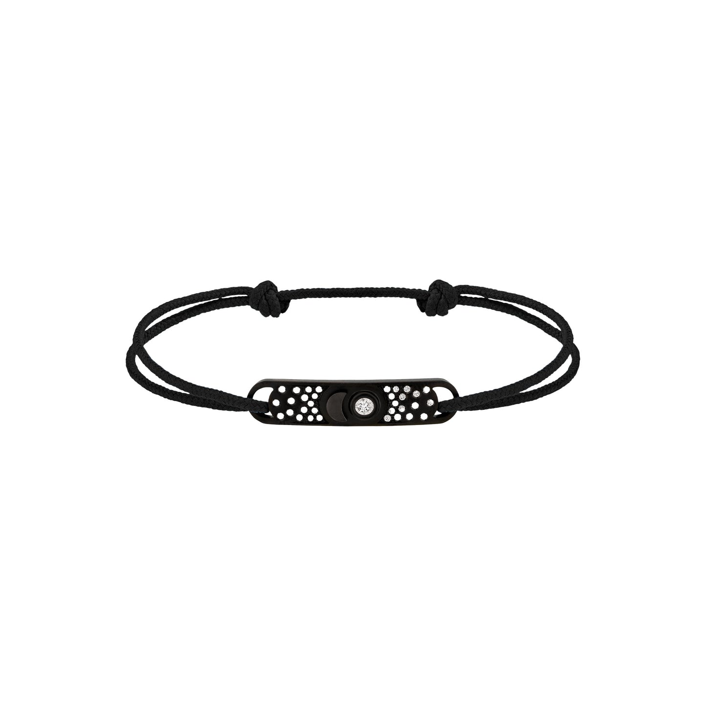 Pavé Set Carbone Black Cord Bracelet in Black