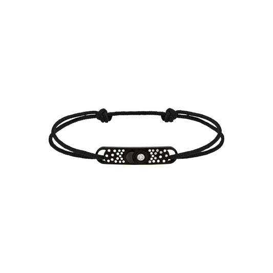 Pavé Set Carbone Black Cord Bracelet in Black