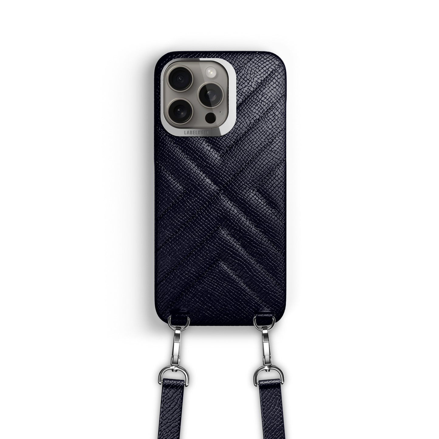 Iphone 16 Pro Quilted Navy Blue Crossbody Case | Label Noir Genève