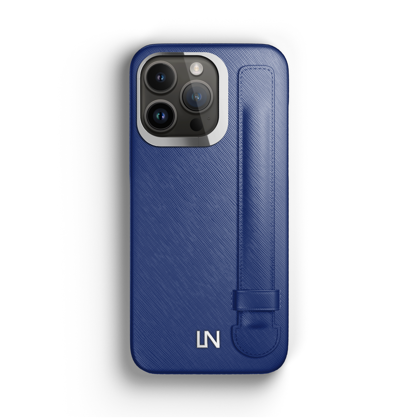 Iphone 13 Pro Blue Peony Saffiano Strap Case | Magsafe
