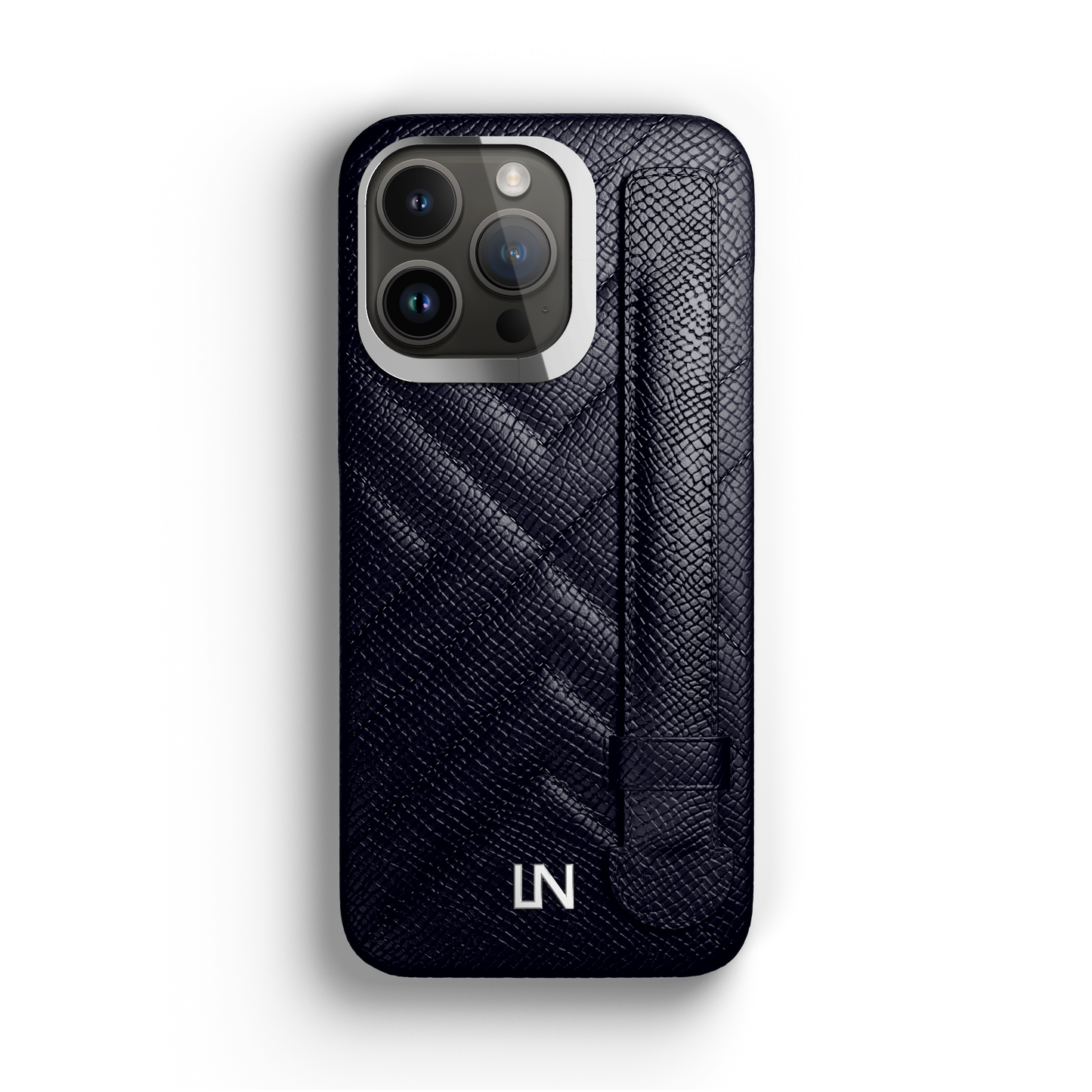 Iphone 14 Pro Navy Blue Quilted Strap Case