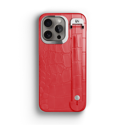 Iphone 16 Pro Red Alligator Removable Strap Case | Magsafe