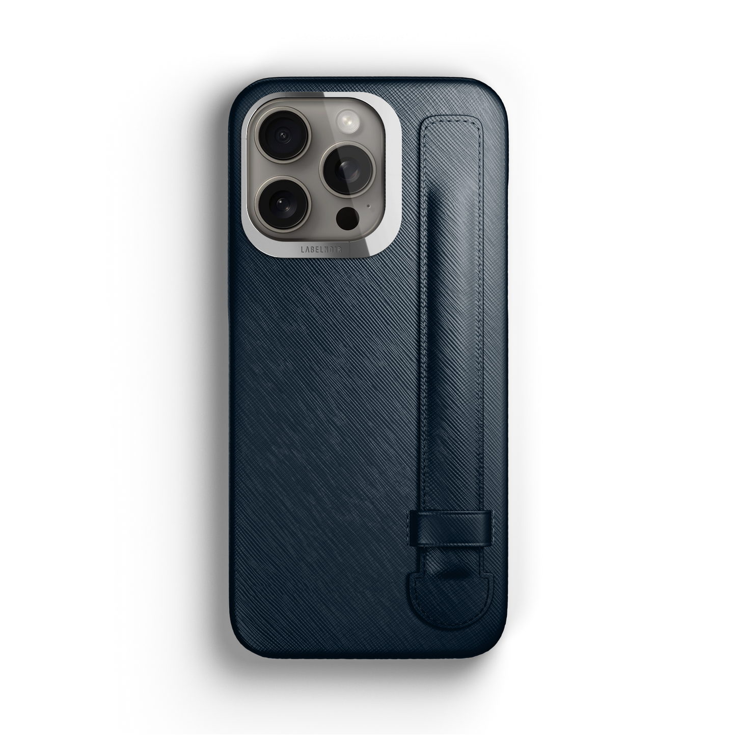 Iphone 15 Pro Navy Blue Saffiano Strap Case | Magsafe