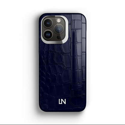 Iphone 14 Pro Navy Blue Alligator Strap Case | Magsafe