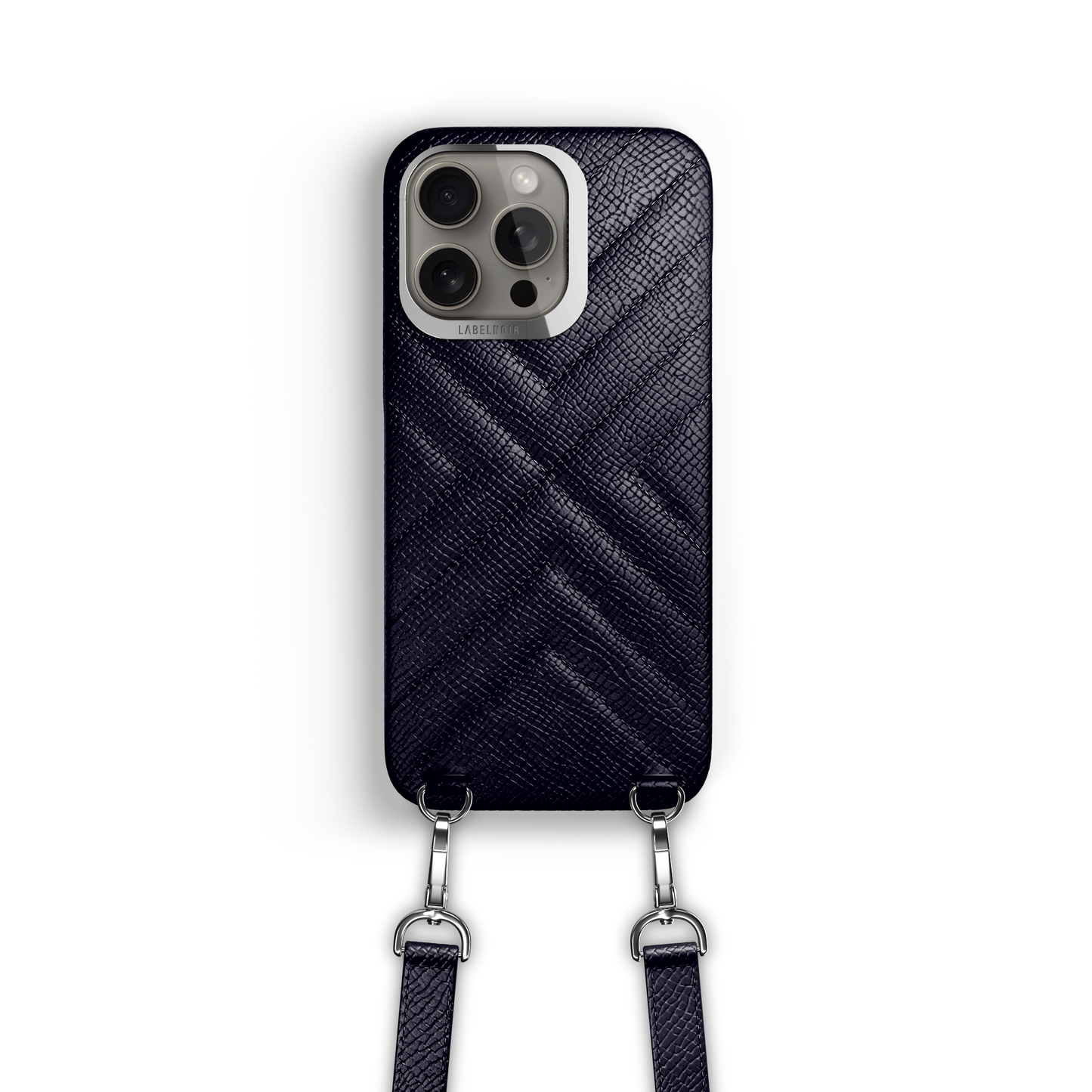 Iphone 15 Pro Quilted Navy Blue Crossbody Case | Label Noir Genève