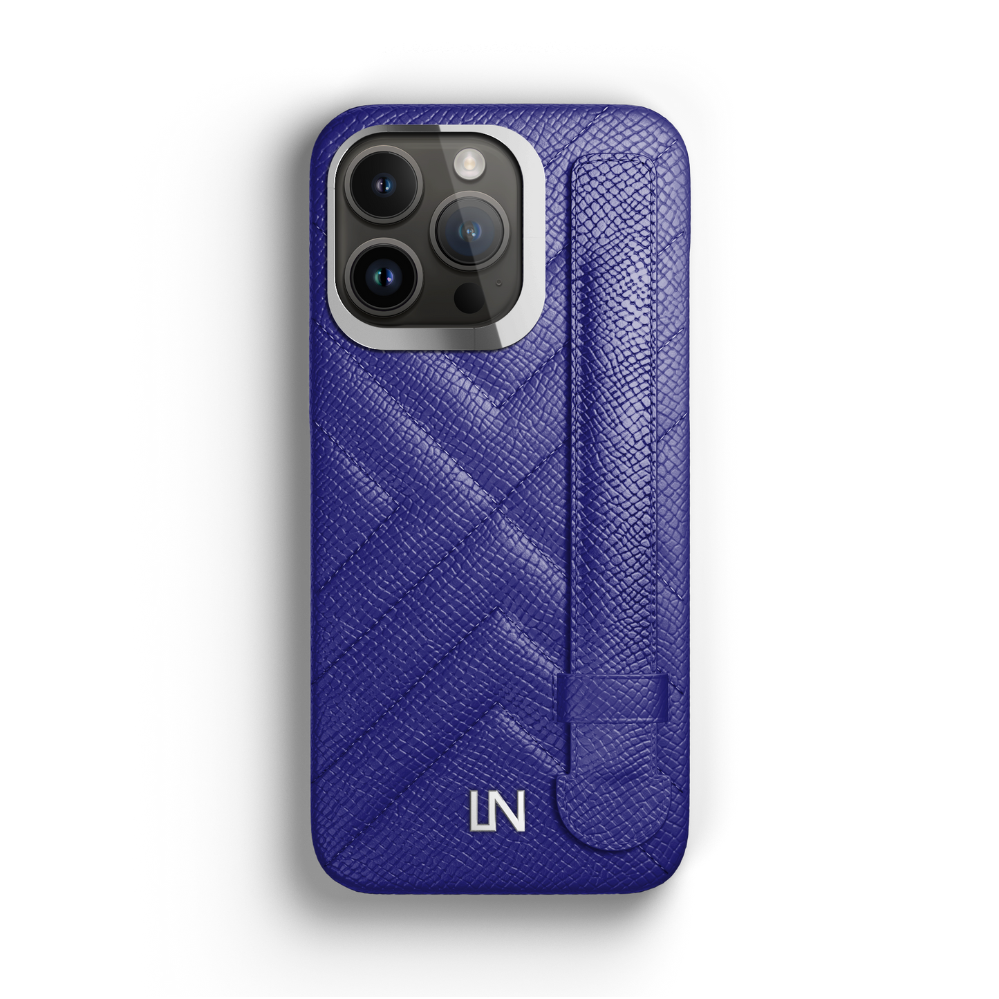 Iphone 13 Pro Blue Peony Quilted Strap Case