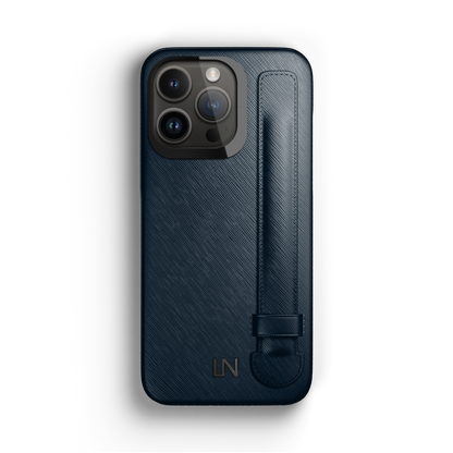 Iphone 13 Pro Navy Blue Saffiano Strap Case | Magsafe