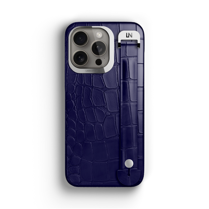 Iphone 15 Pro Navy Blue Alligator Removable Strap Case | Magsafe