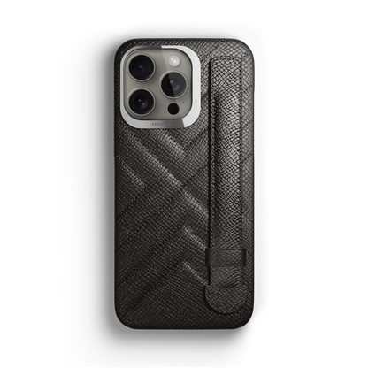 Iphone 15 Pro Black Quilted Strap Case