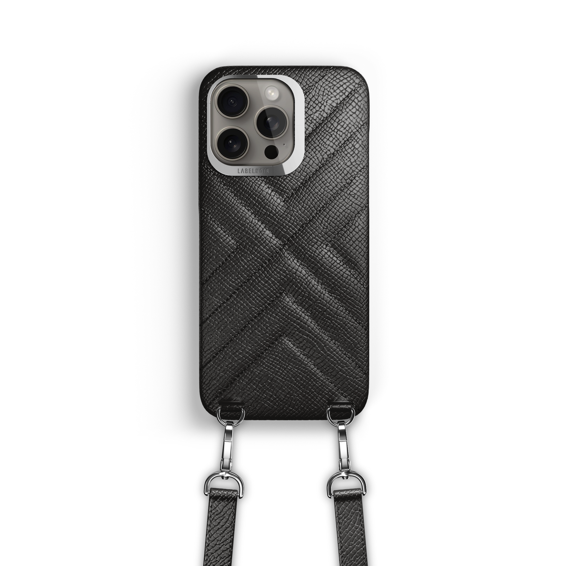 Iphone 16 Pro Quilted Black Crossbody Case | Label Noir Genève