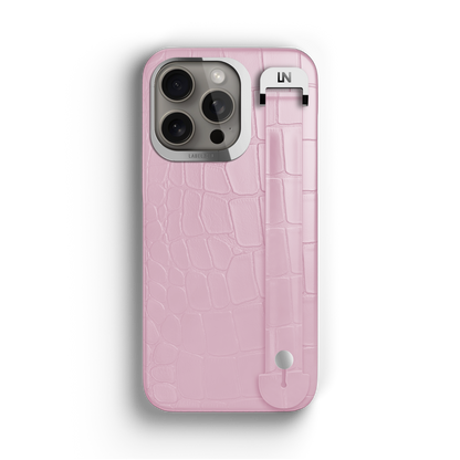 Iphone 15 Pro Max Pink Alligator Removable Strap Case | Magsafe