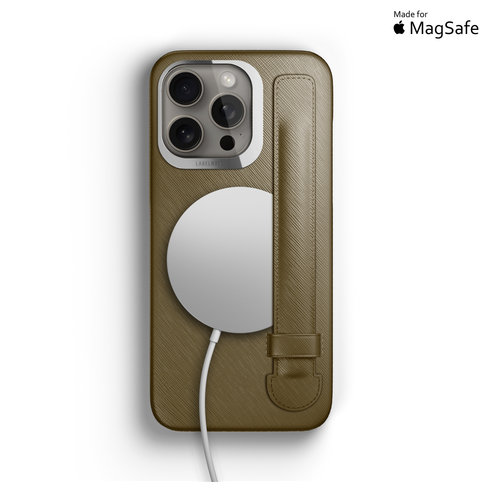 Iphone 15 Pro Kaki Saffiano Strap Case | Magsafe