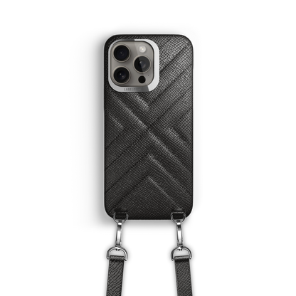 Iphone 16 Pro Quilted Black Crossbody Case | Label Noir Genève