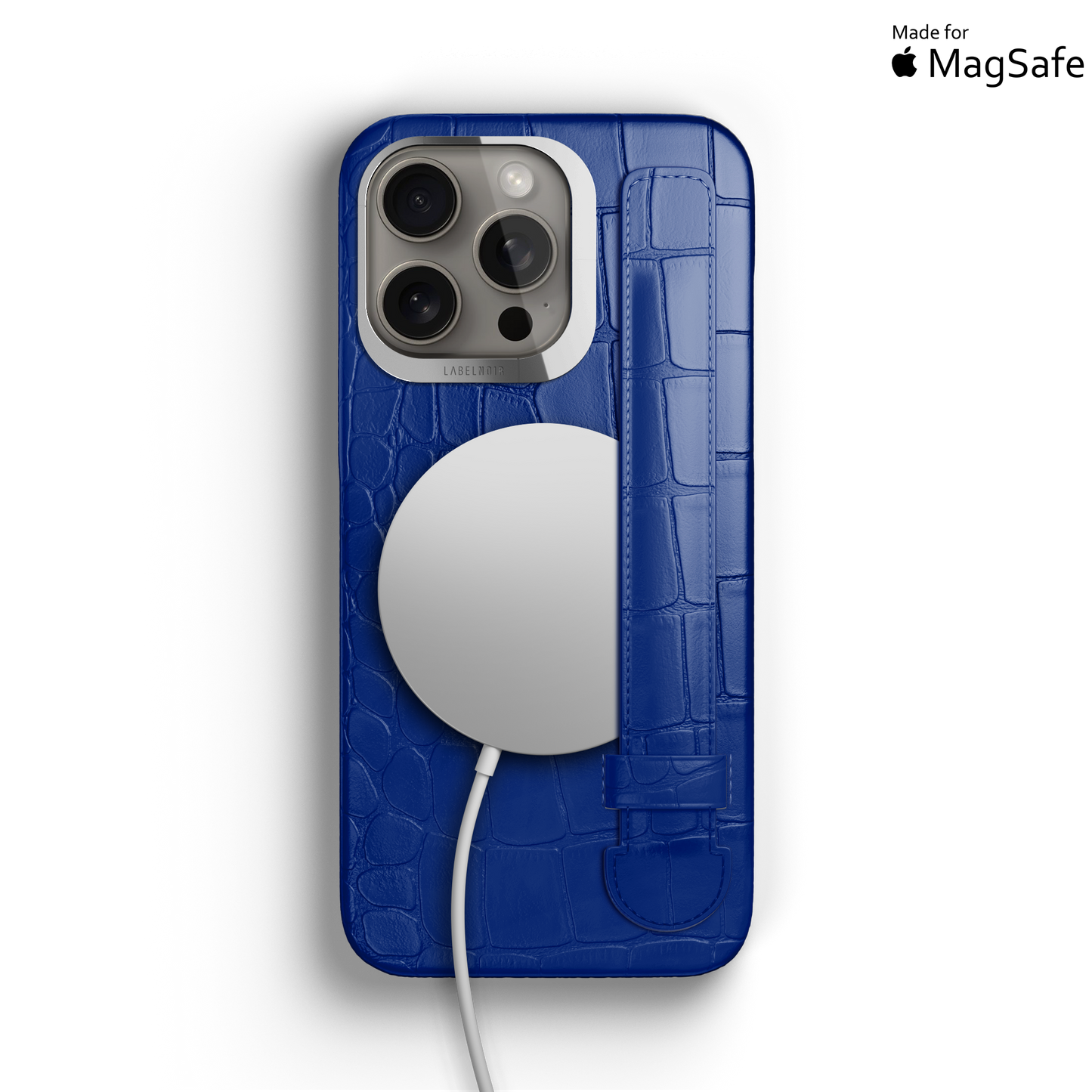 Iphone 16 Pro Blue Peony Alligator Strap Case | Magsafe