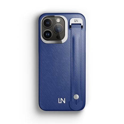 Iphone 13 Pro Blue Peony Saffiano Removable Strap Case | Magsafe