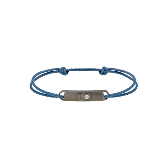 Carbone Blue Cord Bracelet in Charcoal Grey Treated gold