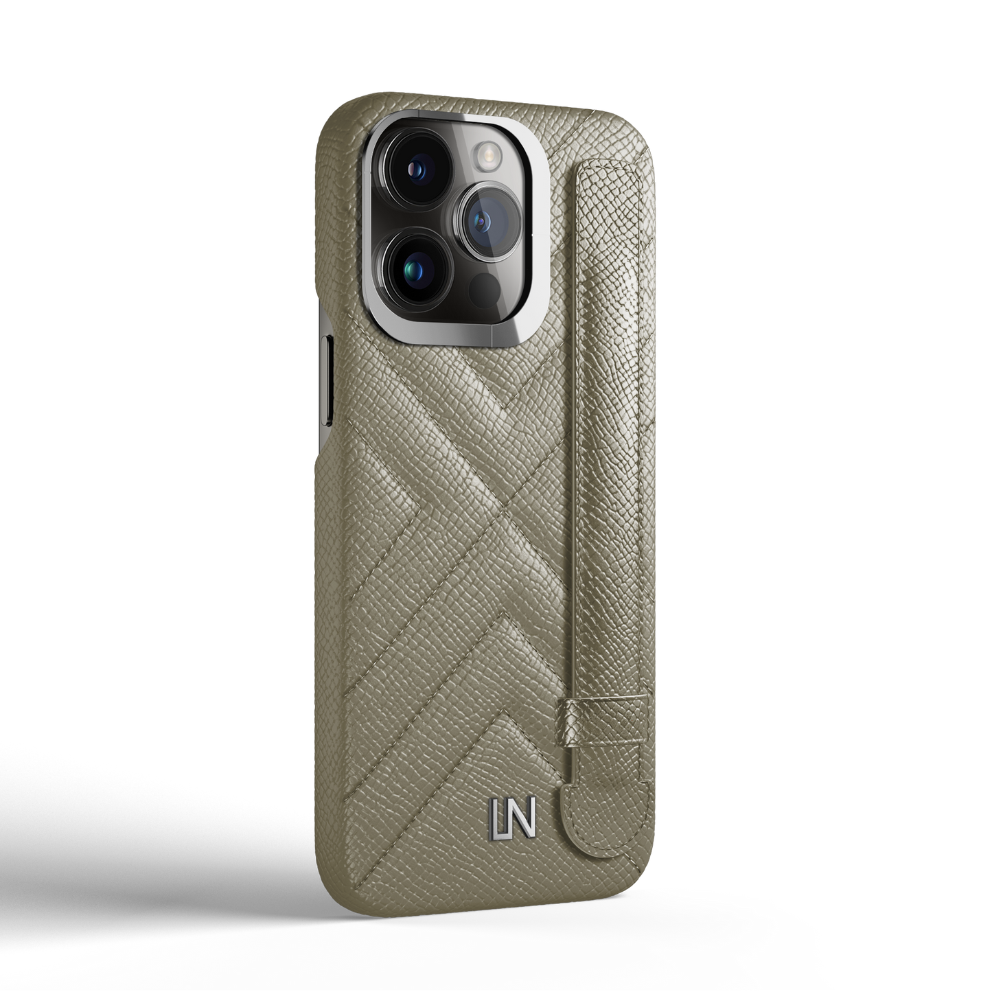 Iphone 13 Pro Taupe Quilted Strap Case