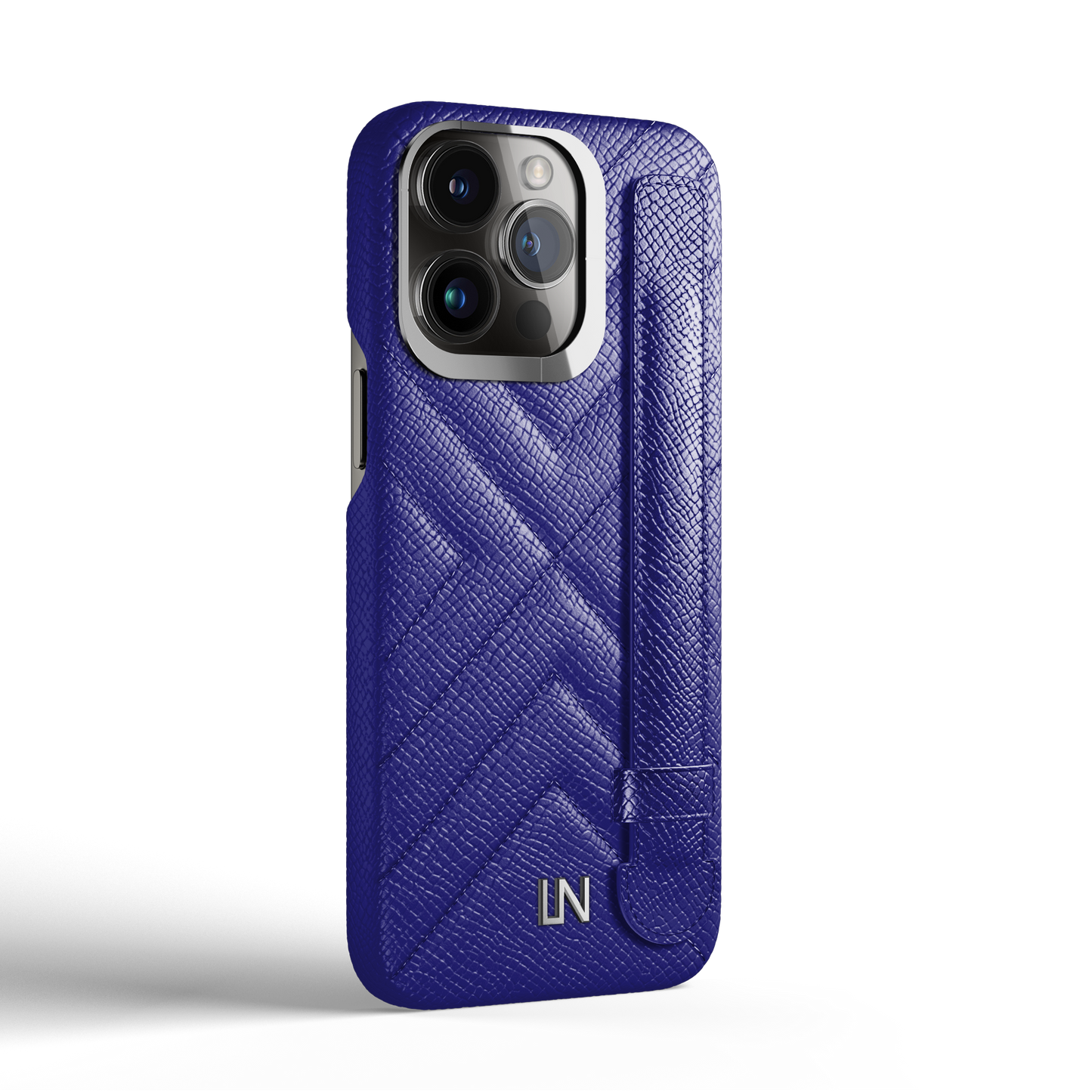 Iphone 13 Pro Blue Peony Quilted Strap Case