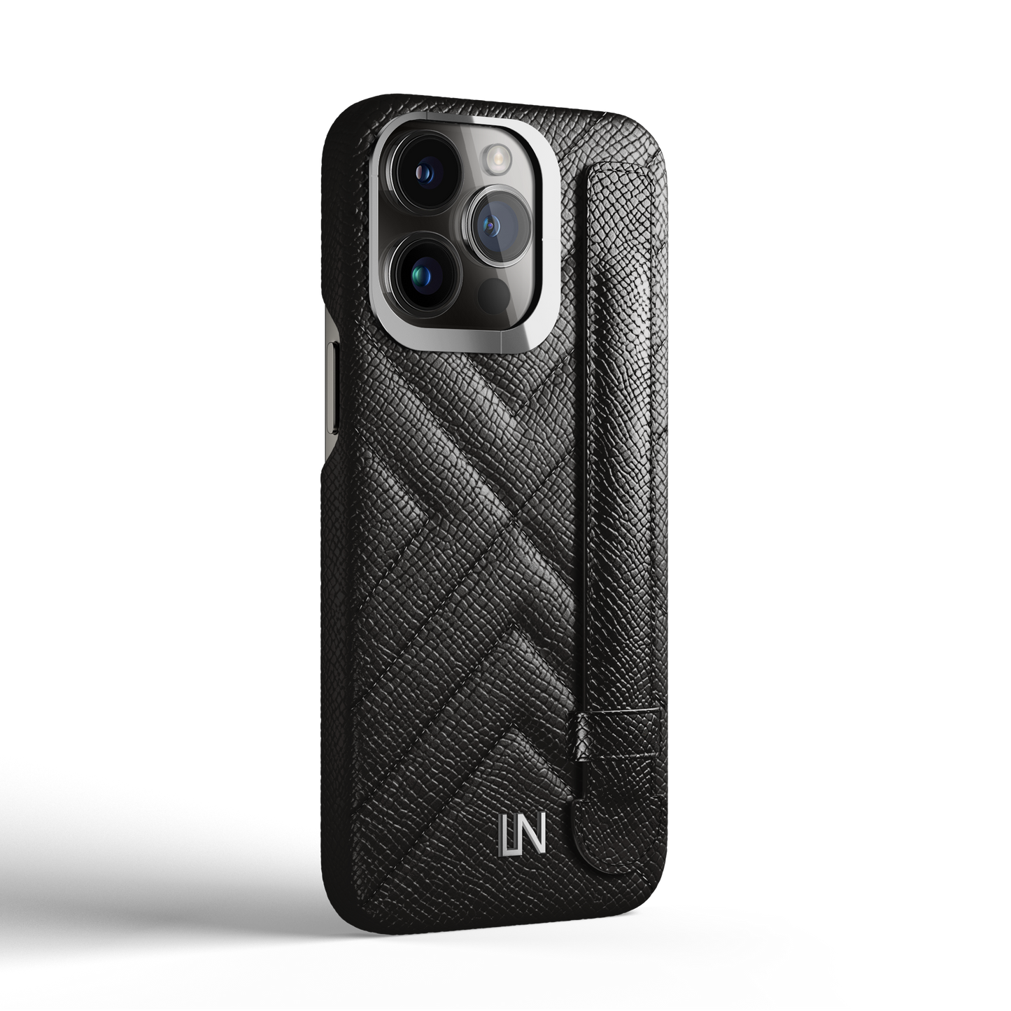 Iphone 14 Pro Black Quilted Strap Case