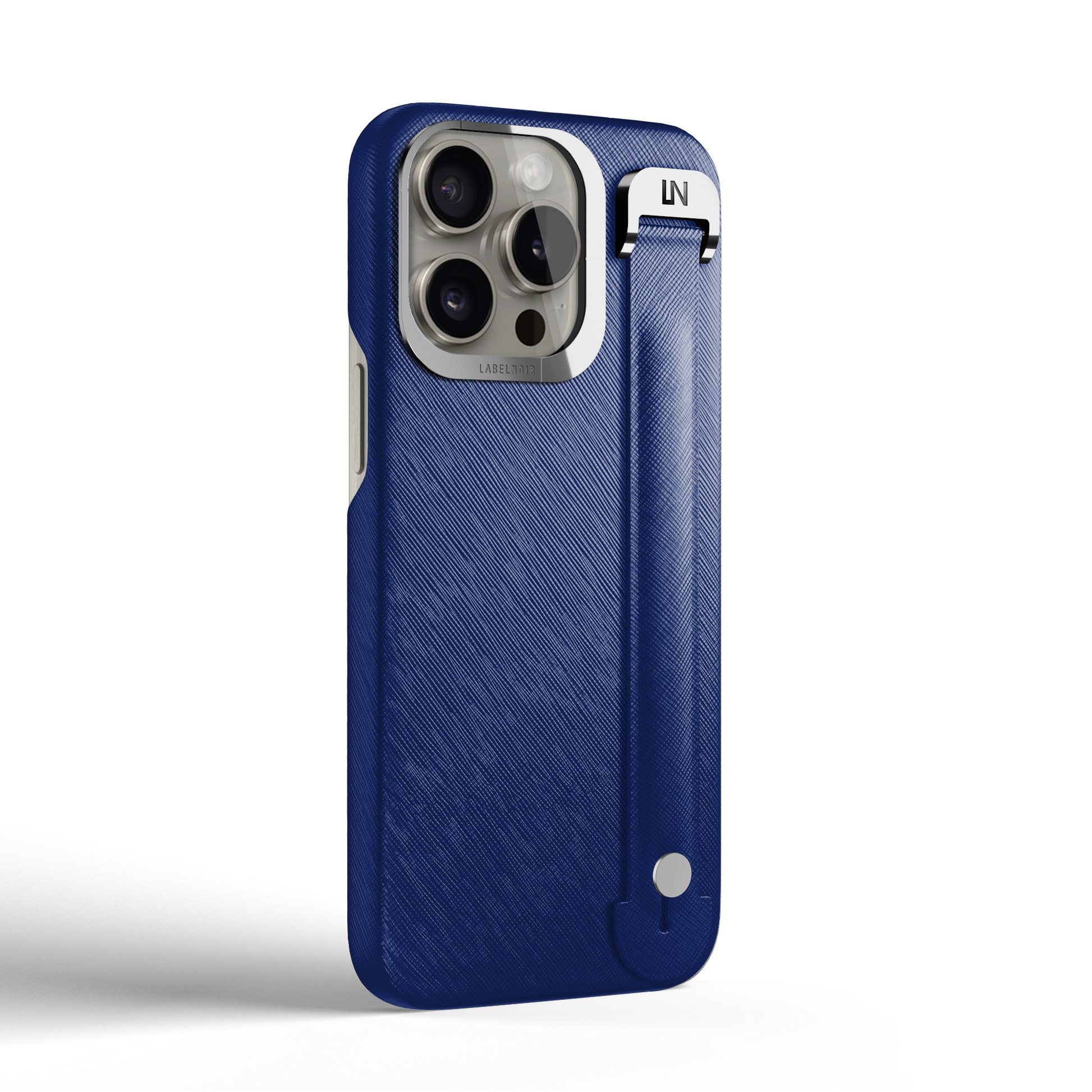 Iphone 16 Pro Blue Peony Saffiano Removable Strap Case | Magsafe