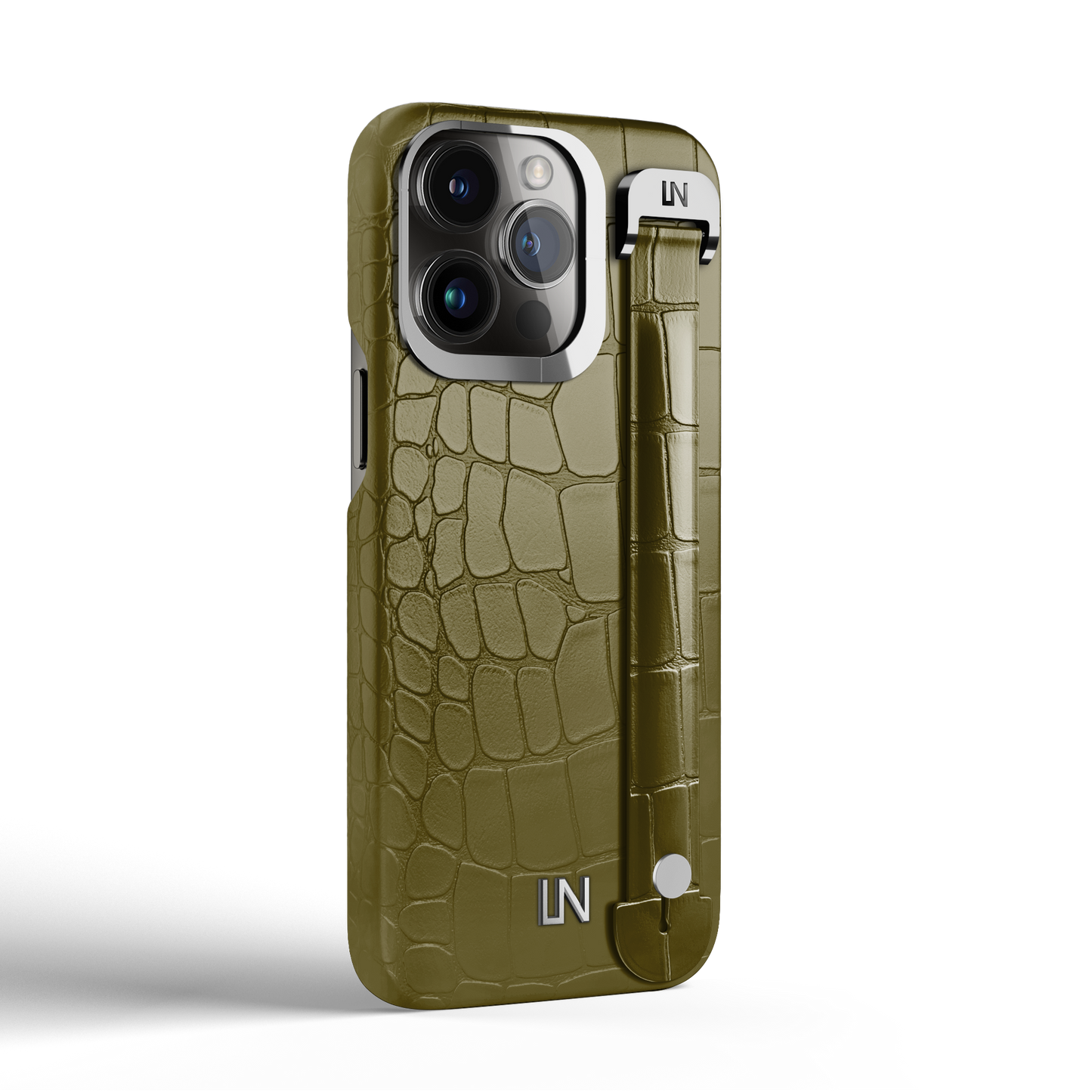 Iphone 13 Pro Olive Green Alligator Removable Strap Case | Magsafe