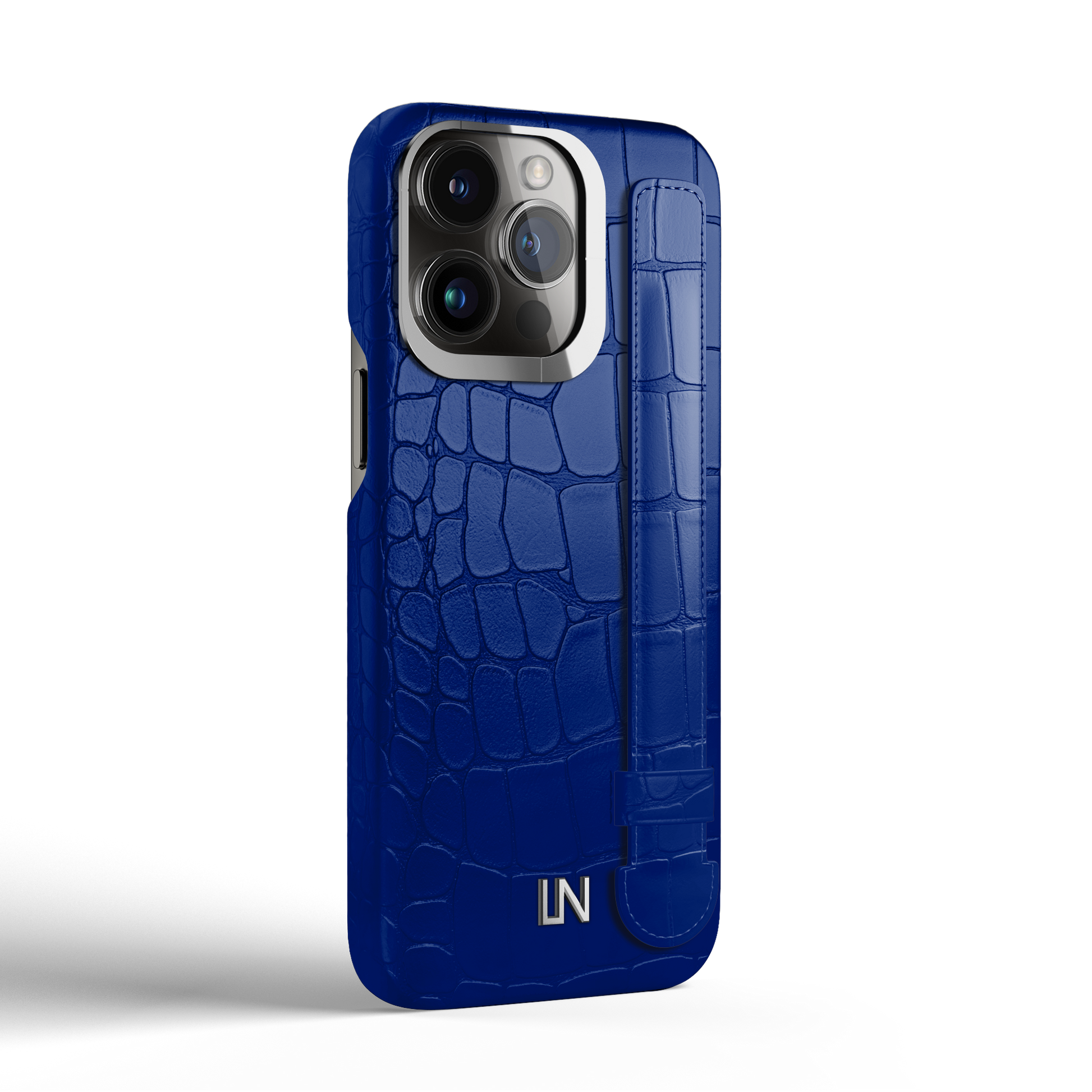 Iphone 14 Pro Blue Peony Alligator Strap Case | Magsafe