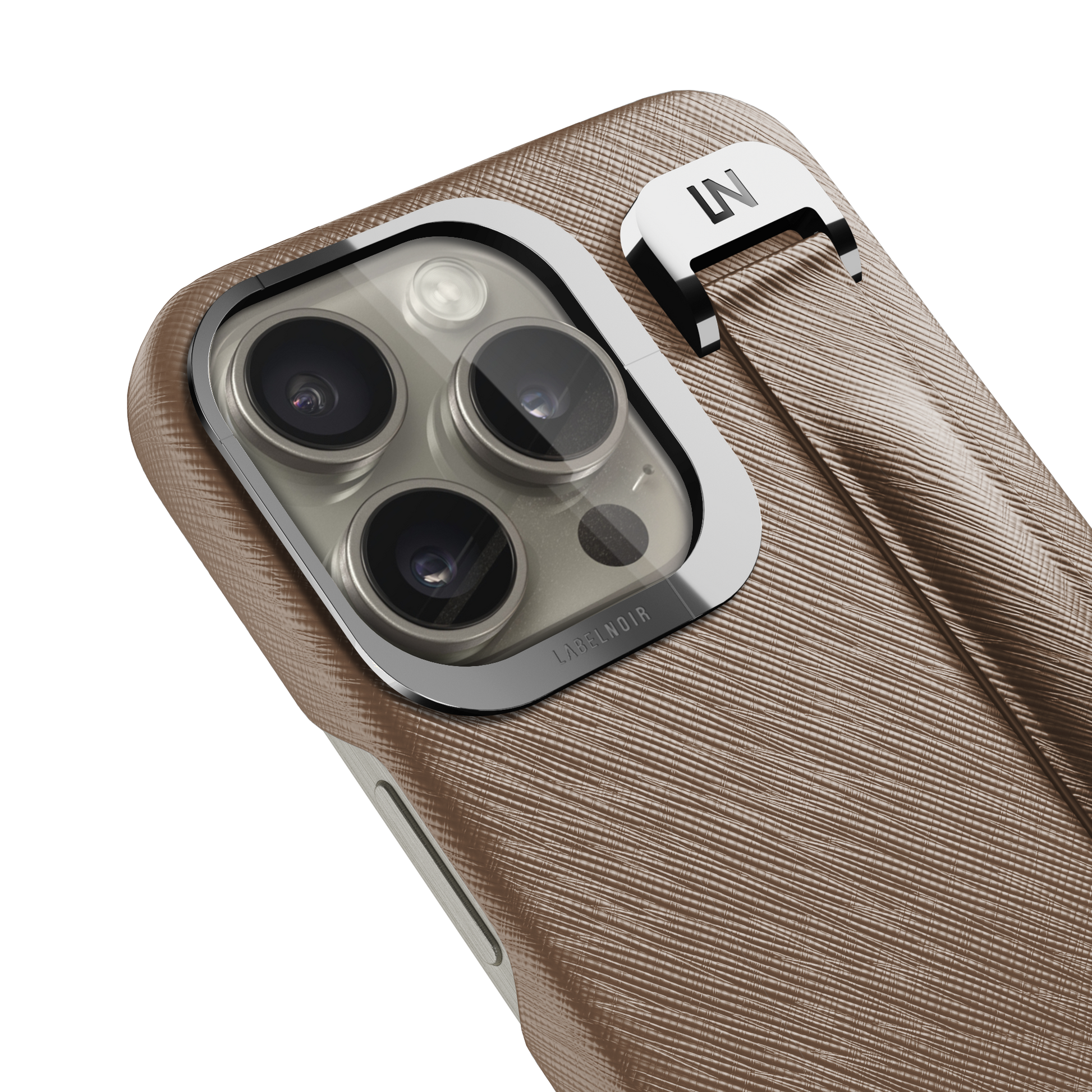 Iphone 16 Pro Taupe Saffiano Removable Strap Case | Magsafe