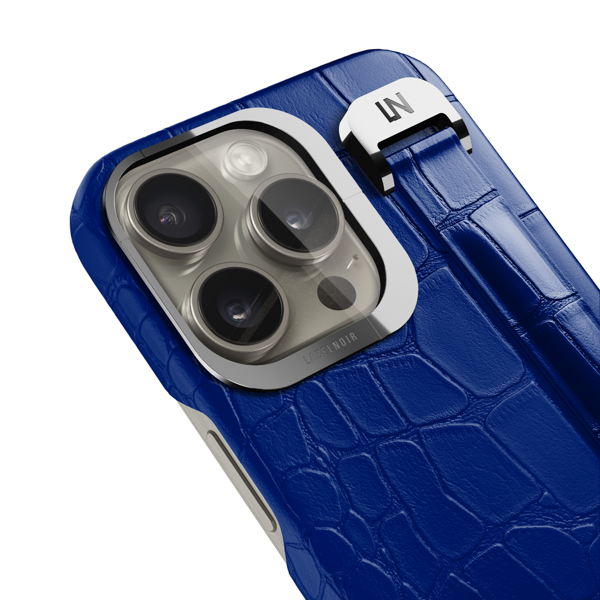 Iphone 15 Pro Blue Peony Alligator Removable Strap Case | Magsafe