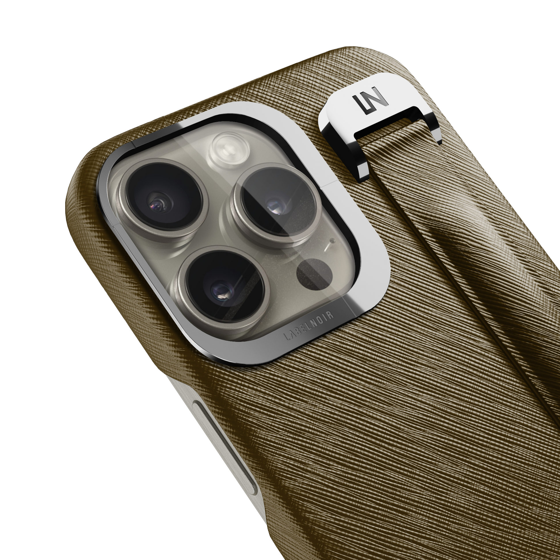 Iphone 15 Pro Kaki Saffiano Removable Strap Case | Magsafe