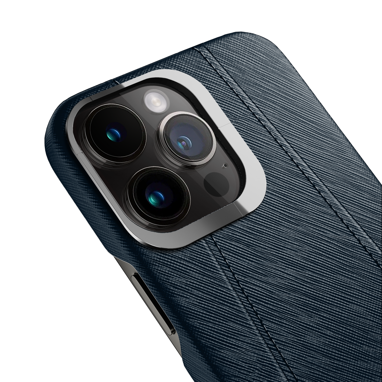 Iphone 14 Pro Navy Blue Saffiano Case | Magsafe