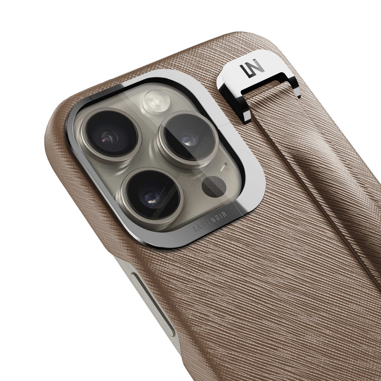 Iphone 15 Pro Taupe Saffiano Removable Strap Case | Magsafe