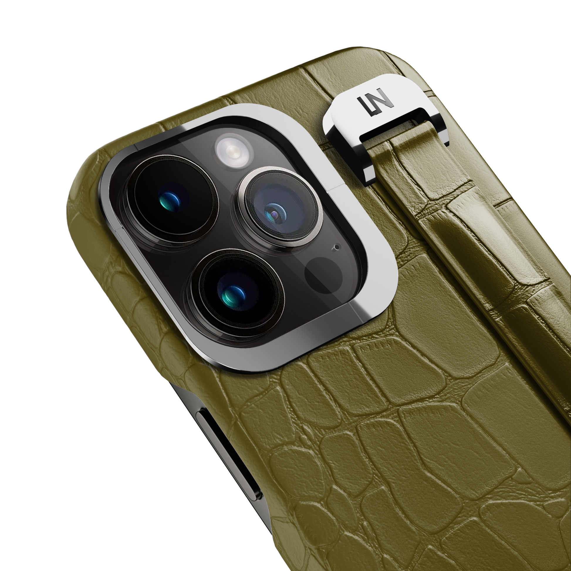 Iphone 13 Pro Olive Green Alligator Removable Strap Case | Magsafe