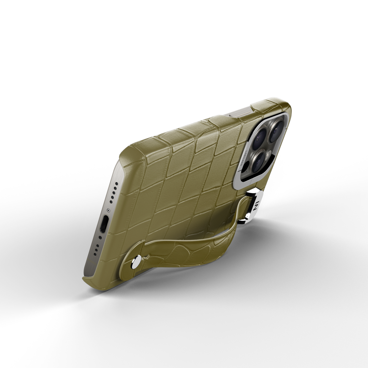 Iphone 16 Pro Olive Green Alligator Removable Strap Case | Magsafe