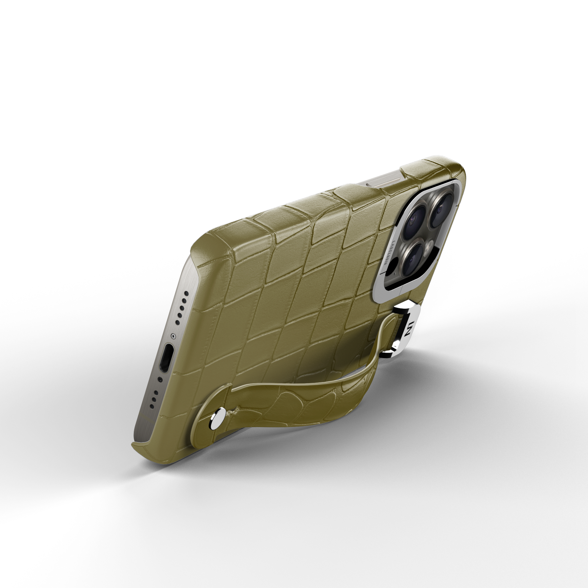 Iphone 16 Pro Olive Green Alligator Removable Strap Case | Magsafe