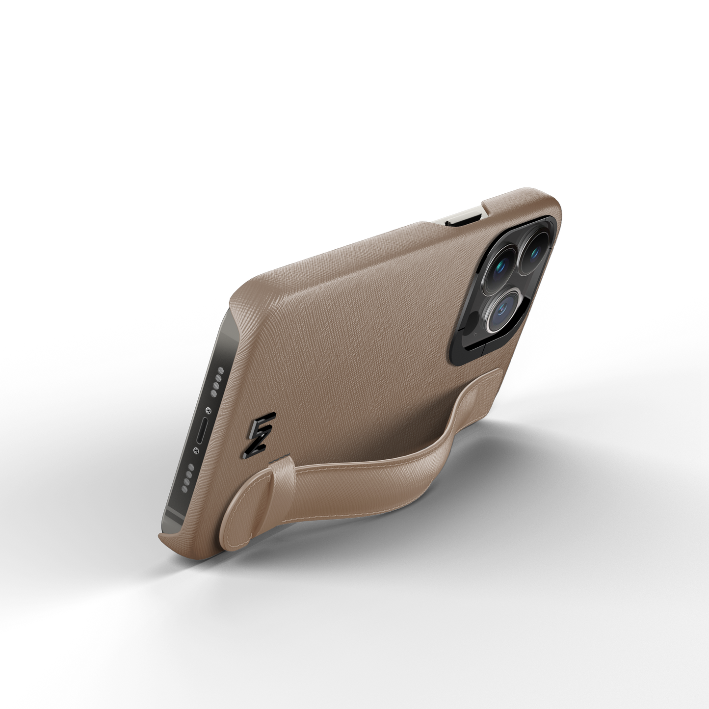 Iphone 14 Pro Taupe Saffiano Strap Case | Magsafe