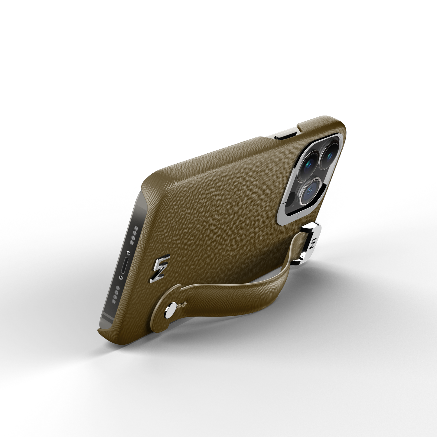 Iphone 14 Pro Kaki Saffiano Removable Strap Case | Magsafe