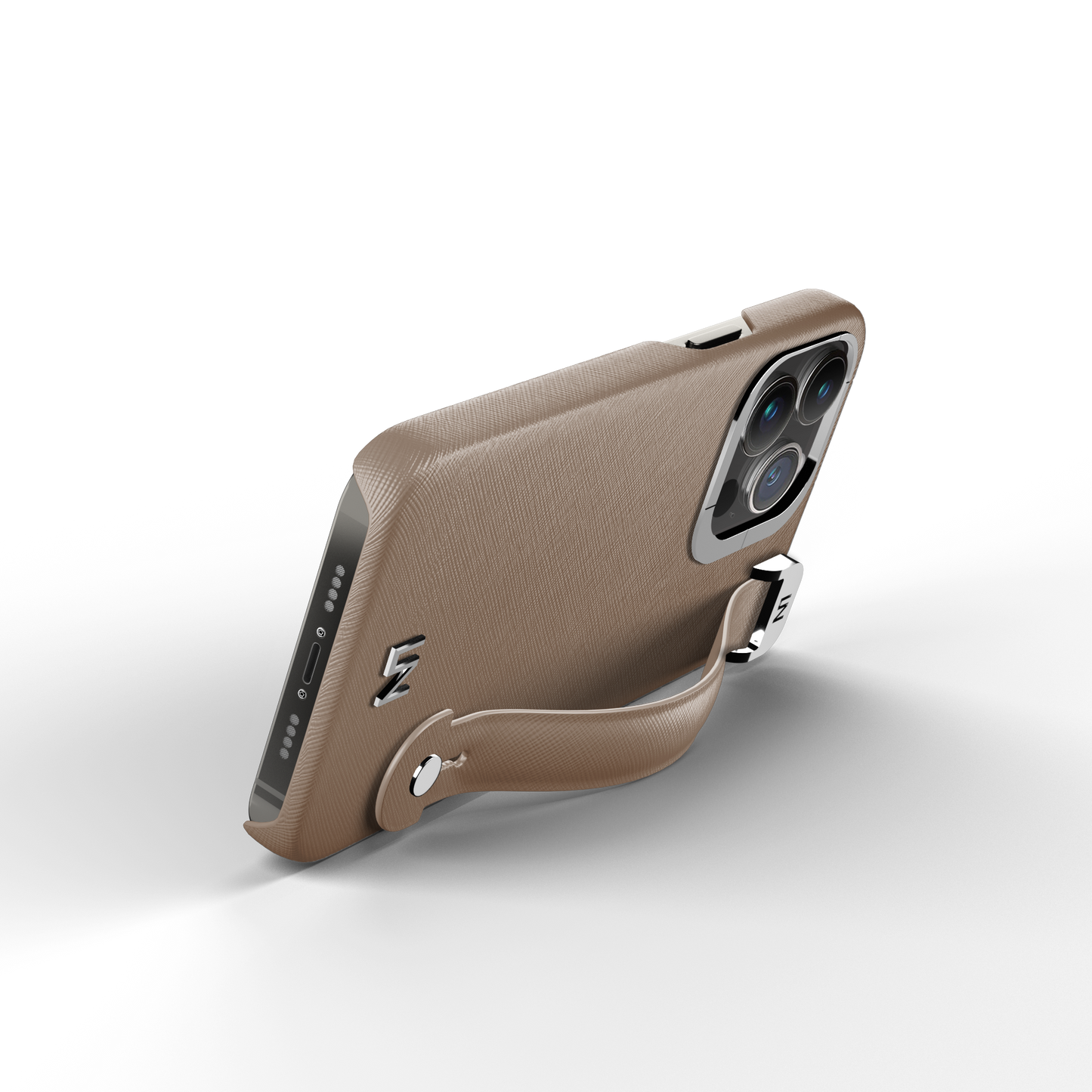 Iphone 13 Pro Taupe Saffiano Removable Strap Case | Magsafe