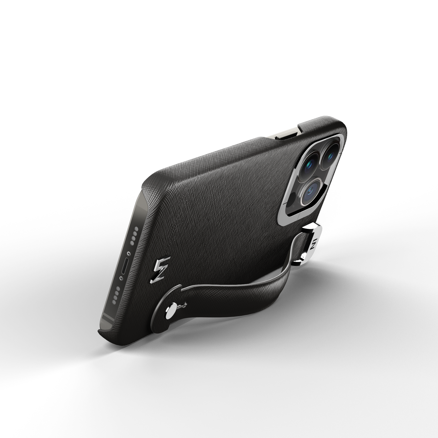 Iphone 14 Pro Black Saffiano Removable Strap Case | Magsafe