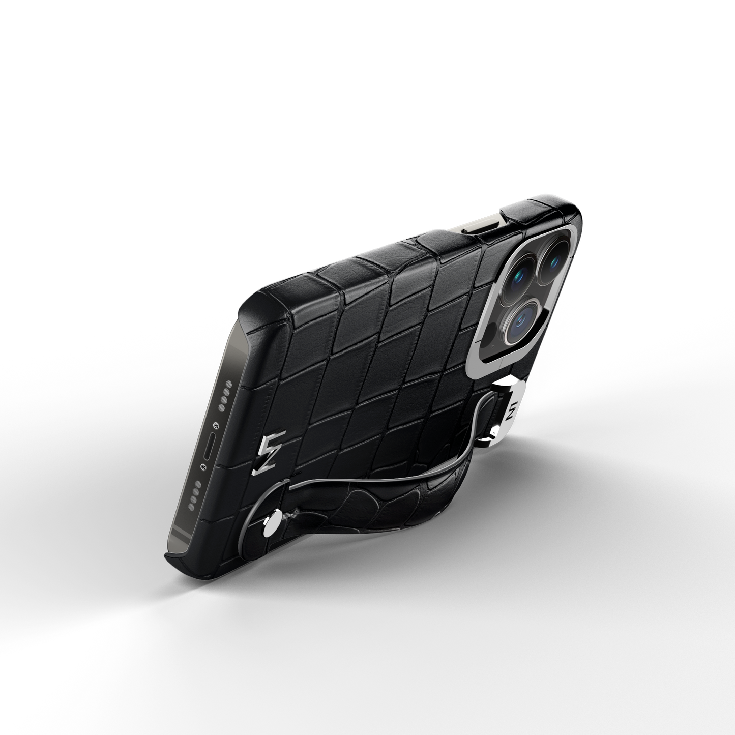 Iphone 13 Pro Black Alligator Removable Strap Case | Magsafe