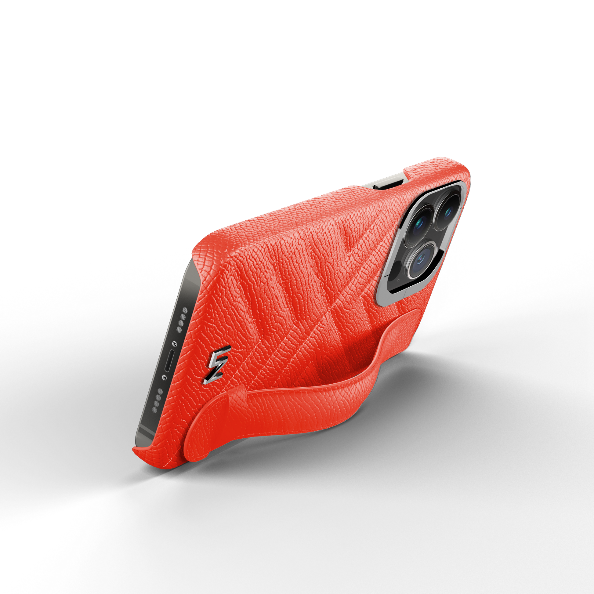 Iphone 14 Pro Orange Quilted Strap Case