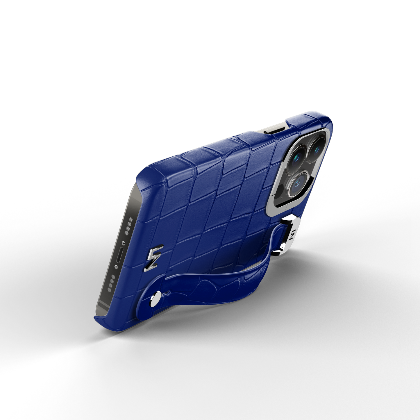 Iphone 14 Pro Blue Peony Alligator Removable Strap Case | Magsafe