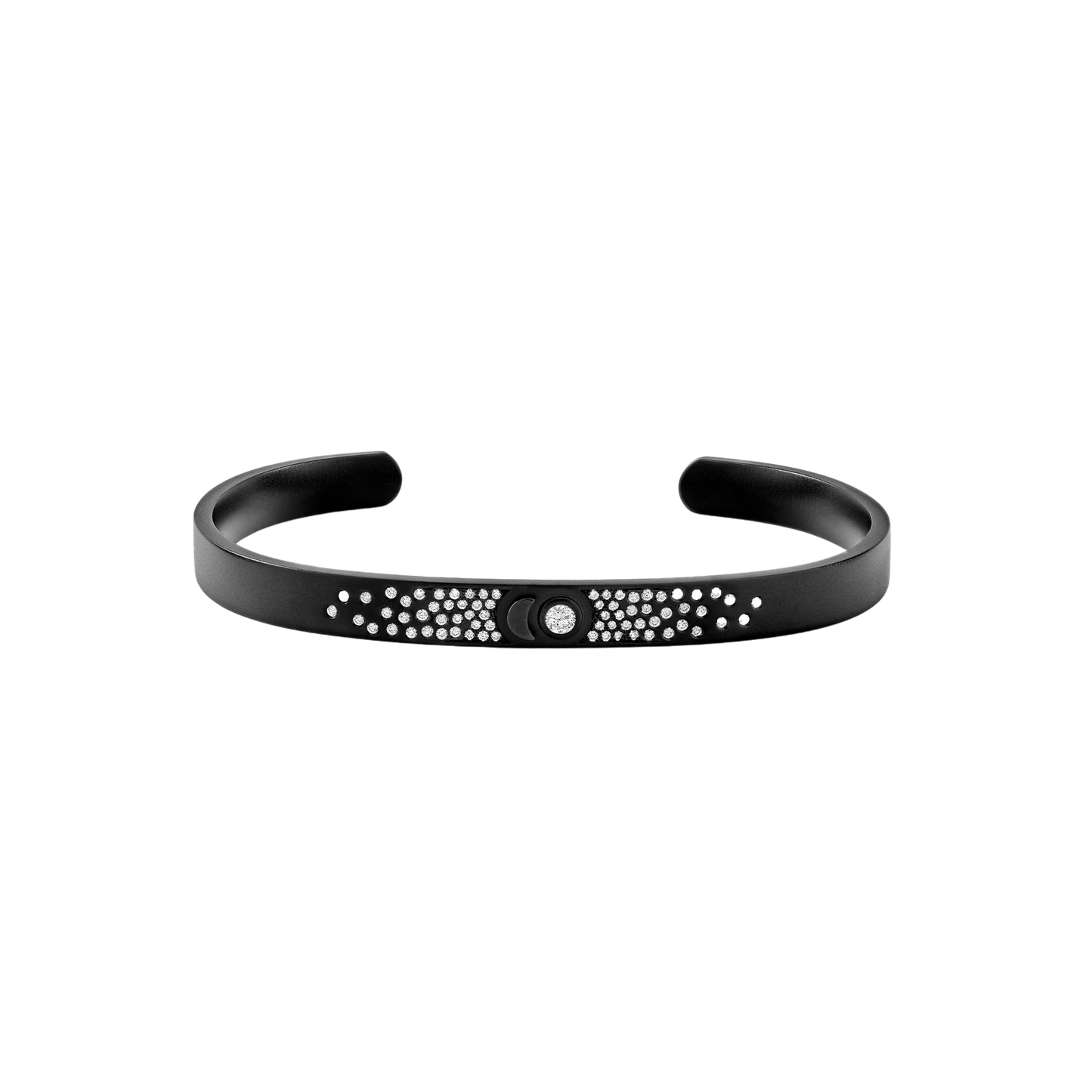 Black Open Bangle Pavé Set