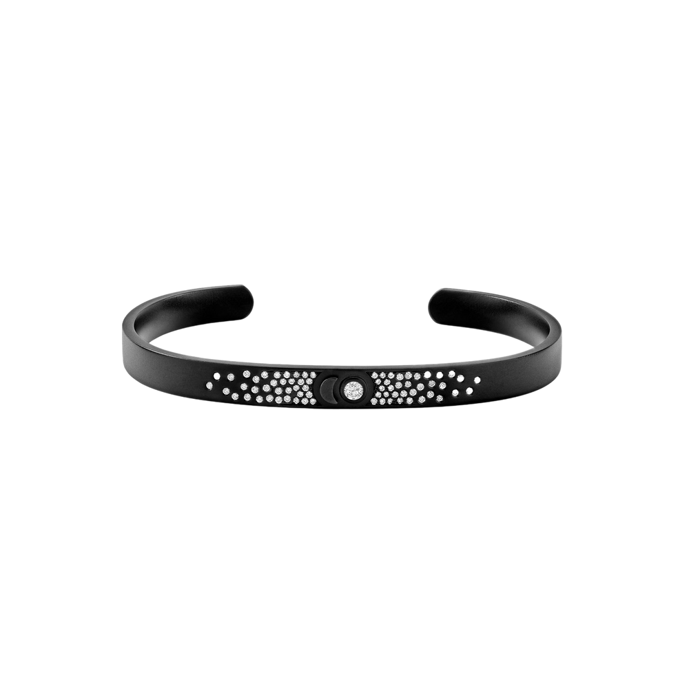 Black Open Bangle Pavé Set